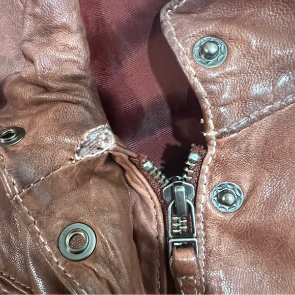 Vintage LULU BRAVO Leather Motorcycle Jacket Brown Vtg - Picture 7 of 11